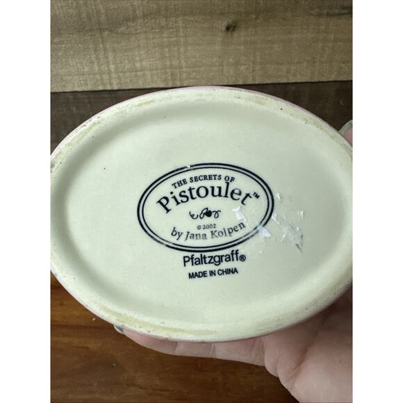 Pfaltzgraff Pistoulet Sitting Chicken Jane Kotlpen trinket box orange blue 5.5" - Picture 7 of 7